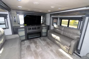 The Vanleigh Beacon 42RDB features a rear den, two steps up from the main level, so it feels like a private space.