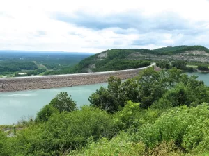 Carters Dam, constructed by the U.S. Army Corps of Engineers, is the tallest earthen dam east of the Mississippi River.