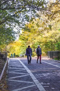 The Grand Promenade, a National Recreation Trail, runs behind the bathhouses on Bathhouse Row.