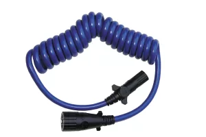 An electrical umbilical cord connects the lights of the motorhome and towed vehicle.