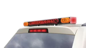 A separate light bar can be added to a towed vehicle; this one incorporates multiple LEDs.