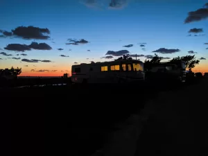Stunning sunsets were a nightly occurrence in Frisco, North Carolina, where Jean Morgan captured this shot of her Monaco Dynasty motorhome.