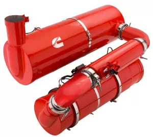 The Cummins aftertreatment system uses the selective catalyst reduction (SCR) method and incorporates a diesel particulate filter (DPF).