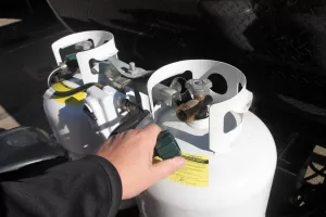 Cylinders usually connect to a regulator via a pigtail.