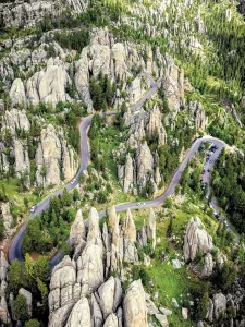 Needles Highway leads out of Custer State Park in South Dakota but is not passable in most RVs.