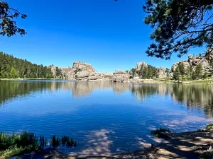 Sylvan Lake, photographed by Catherine Jackson during a visit to Custer State Park, is a jewel in the Badlands of South Dakota.