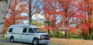 Sue Hankins and Pat Yacklon discovered “the prettiest dump station we have seen” at Lake Erie State Park in Brocton, New York.