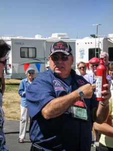 Veteran firefighter Mac McCoy shared his extensive fire safety knowledge with others.