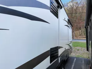 An outline could be seen in the oxidation on one side of the RV.