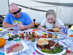 Holidays on the road may include nontraditional campsite cuisine.