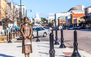 Rosa Parks’ statue stands on the site in Montgomery where she was arrested when refusing to give up her bus seat.