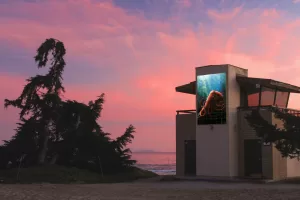  Dusk created an eerie glow around a lifeguard station in the campground at Carpinteria State Beach, California, in this photo by Chelle Feldman. 