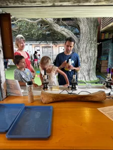 Visitors can try out microscopes and other scientific equipment.