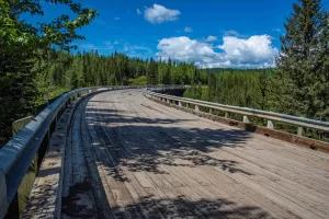 The Kiskatinaw Bridge is a picturesque landmark along the original Alaska Highway near Dawson Creek.