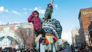 Mardi Gras parades feature street performers.