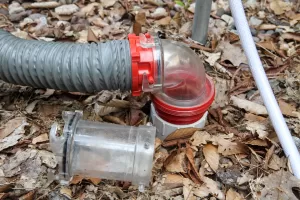 Clear-view fittings are helpful when flushing tanks.