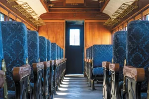 The restored passenger cars are a piece of history.