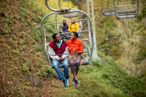 At Natural Tunnel State Park, a chairlift takes visitors down into the gorge.