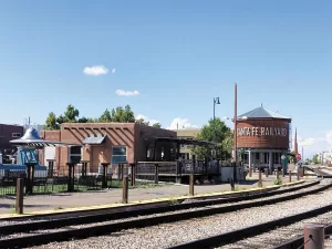The Santa Fe Railyard, opened in 1880, is now a hub for trains, restaurants, and shops.