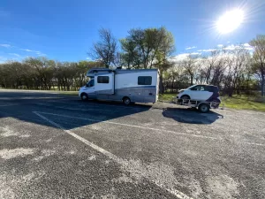 Nick’s traveling setup has everything he and his pups could possibly need. 