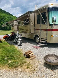 Teresa Jenkins and her husband, Rodney, camped at Cross Creek RV Park in Maggie Valley, North Carolina, and did “a lot of awesome riding” with their Harley-Davidson motorcycles.
