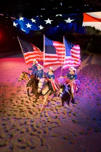 Dolly Parton’s Stampede, a dinner show, stars horses and trick riders.