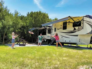 Many games designed for outdoor play take up minimal storage space in the RV and add fun to the party.