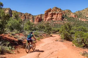 Hundreds of mountain biking trails crisscross the land around Sedona, Arizona.