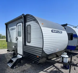 Sunset Park’s Sun Lite 13BD LTD travel trailer accommodates one or two occupants.