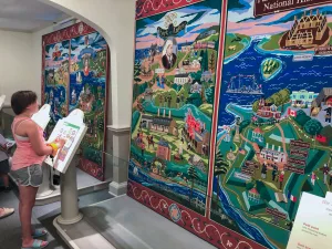 Inside the officers’ quarters, a beautifully detailed tapestry tells the stories of Annapolis Royal.