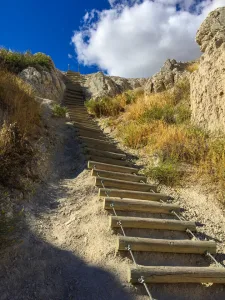 In South Dakota’s Badlands National Park, the most popular hike is the 1.5-mile round-trip Notch Trail.