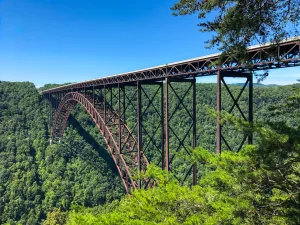 The New River Gorge Bridge in West Virginia spans 3,030 feet and is 876 feet high.