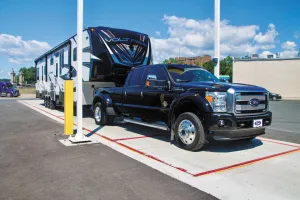 Knowing and staying within the weight ratings of your RV and towing vehicle (if applicable) is key to avoiding damage. A scale provides actual weights.