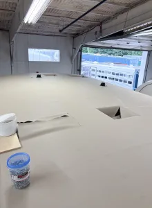 The membrane must be cut to match the holes in the substrate for the fixtures.