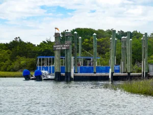 A ferry takes passengers to Bear Island and Hammocks Beach State Park.