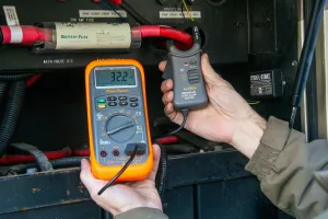 A multimeter can be used to check current draws as well as alternator or battery charger output.