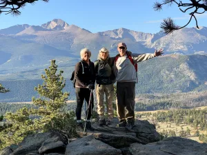 Florie Ambler and Sharon and Steve Estabrook enjoyed the grandeur of Rocky Mountain National Park in this photo submitted by Donald Ambler.