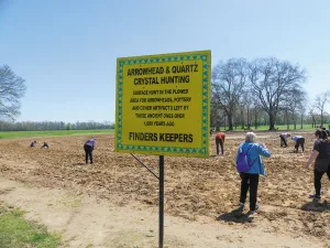 Ka-Do-Ha Indian Village features open mounds and a field in which to search for arrowheads and crystals.
