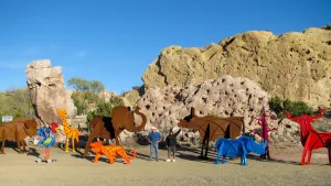 Fredrick Prescott’s fanciful animals at the Prescott Gallery and Sculpture Garden are fashioned of powder-coated steel.