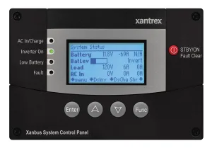 The Xanbus System Control Panel provides diagnostics and full control of Xantrex Freedom SW inverter/chargers.